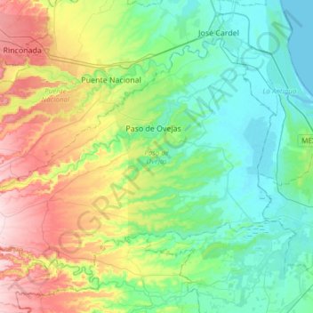Paso de Ovejas topographic map, elevation, terrain
