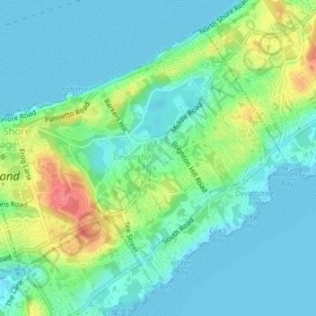 Devonshire topographic map, elevation, terrain