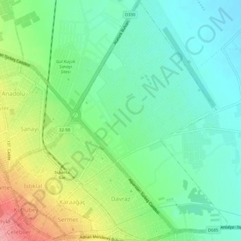 Davraz Mahallesi topographic map, elevation, terrain
