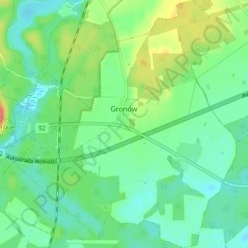 Gronów topographic map, elevation, terrain