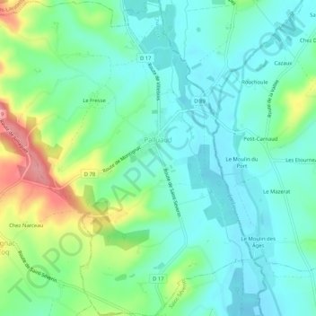 Palluaud topographic map, elevation, terrain