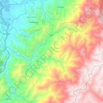Pijao topographic map, elevation, terrain