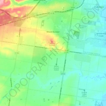Mount Duneed topographic map, elevation, terrain