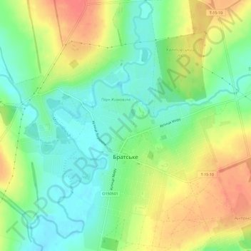 Bratske topographic map, elevation, terrain