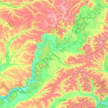 Лебединська міська громада topographic map, elevation, terrain