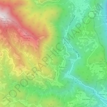 Arola topographic map, elevation, terrain
