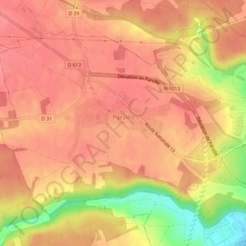 Parville topographic map, elevation, terrain