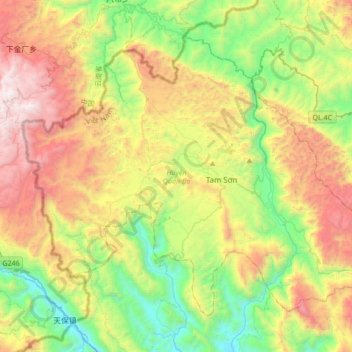 Quản Bạ District topographic map, elevation, terrain