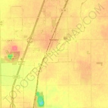 Manteno topographic map, elevation, terrain