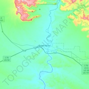 Green River topographic map, elevation, terrain
