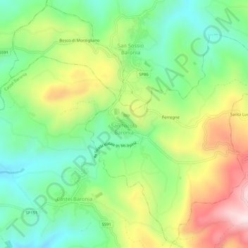 San Nicola Baronia topographic map, elevation, terrain