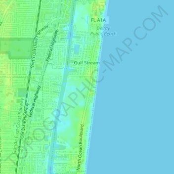 Gulf Stream topographic map, elevation, terrain