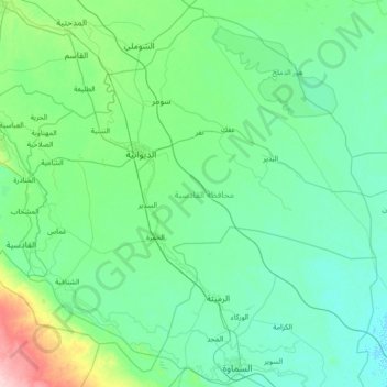 Al-Qadisiyah Governorate topographic map, elevation, terrain