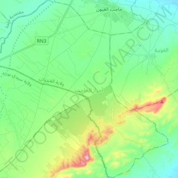 أحواز الحاجب topographic map, elevation, terrain