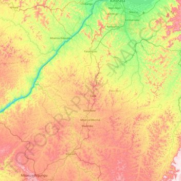Kasangulu topographic map, elevation, terrain