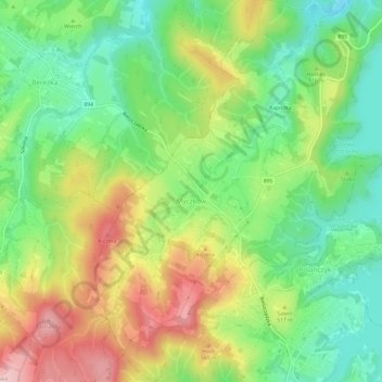 Myczków topographic map, elevation, terrain