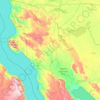 Katavi Region topographic map, elevation, terrain