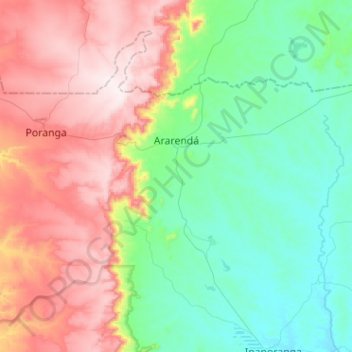 Ararendá topographic map, elevation, terrain