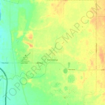 Nambeelup topographic map, elevation, terrain