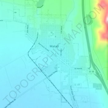 Malad City topographic map, elevation, terrain