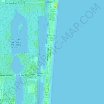 Hollywood North Beach Park topographic map, elevation, terrain