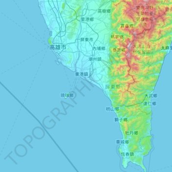 Pingtung County topographic map, elevation, terrain