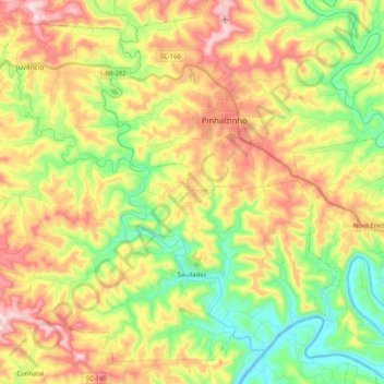 Saudades topographic map, elevation, terrain