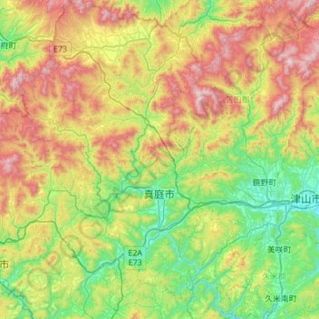Maniwa topographic map, elevation, terrain