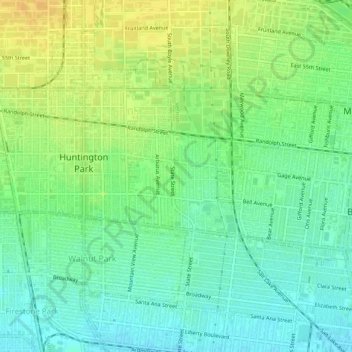 Huntington Park topographic map, elevation, terrain