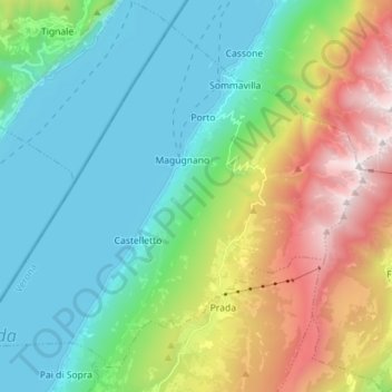 Brenzone sul Garda topographic map, elevation, terrain