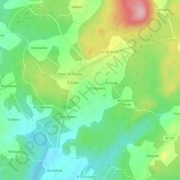 Pazos topographic map, elevation, terrain