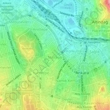 Maltepe Mahallesi topographic map, elevation, terrain