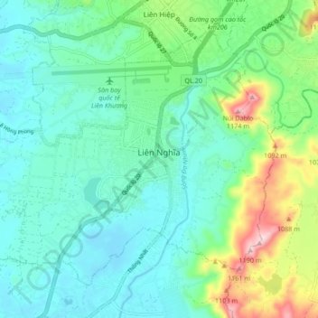 Liên Nghĩa topographic map, elevation, terrain