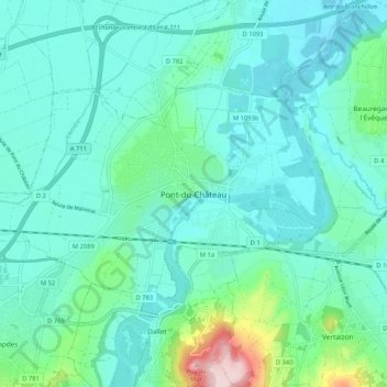 Pont-du-Château topographic map, elevation, terrain