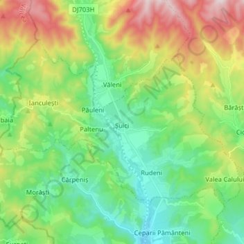 Șuici topographic map, elevation, terrain