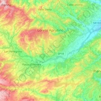 Loreto Aprutino topographic map, elevation, terrain