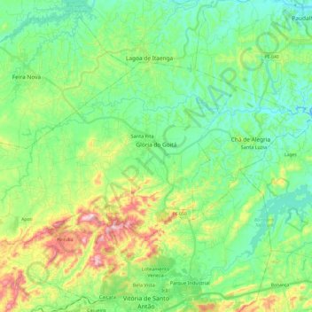 Glória do Goitá topographic map, elevation, terrain