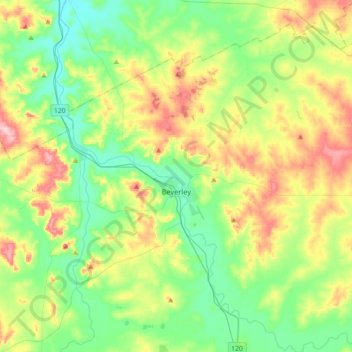 Beverley topographic map, elevation, terrain