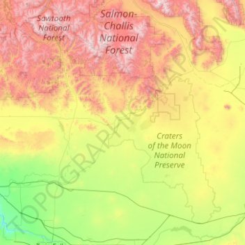 Blaine County topographic map, elevation, terrain