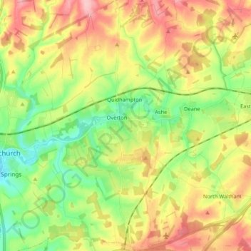 Overton topographic map, elevation, terrain