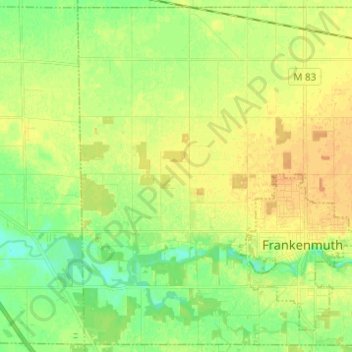 Frankenmuth Township topographic map, elevation, terrain