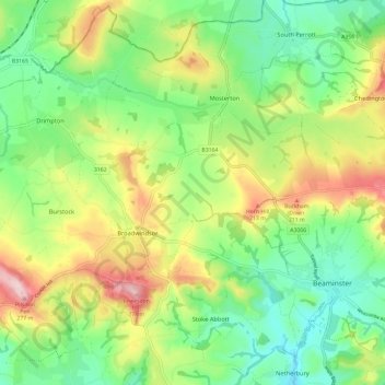 Broadwindsor topographic map, elevation, terrain