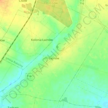 Łaznów topographic map, elevation, terrain