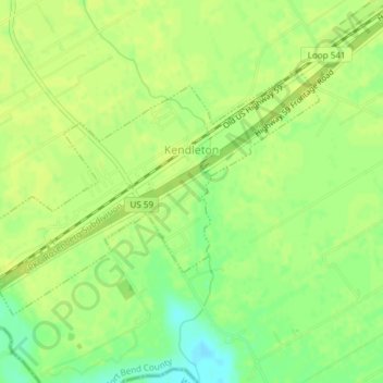 Kendleton topographic map, elevation, terrain