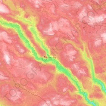Nord-Aurdal topographic map, elevation, terrain