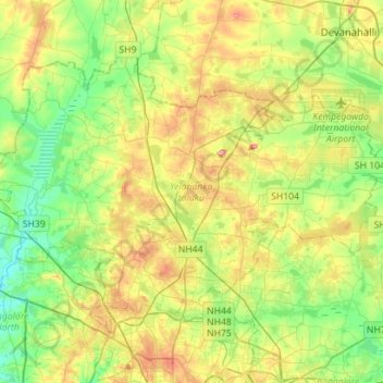 Yelahanka taluku topographic map, elevation, terrain