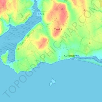 Bannow topographic map, elevation, terrain