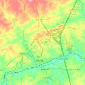 Elkin topographic map, elevation, terrain