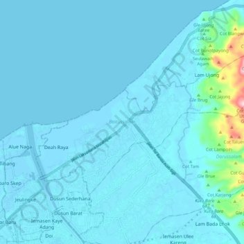 Baitussalam topographic map, elevation, terrain