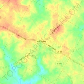 Williston topographic map, elevation, terrain